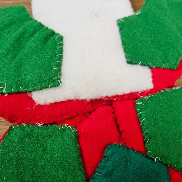 Vintage Christmas Bucilla Style Sequin Felt Wall Hanging Candle Poinsetta Flower - Picture 5 of 6